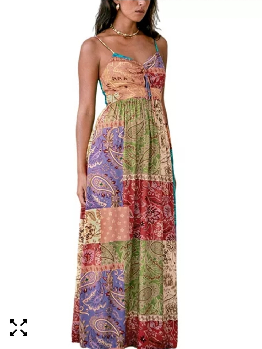 Cupshe Boho Patchwork Paisley Maxi Dress Size Medium NWT
